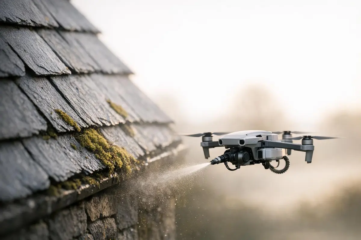drone pour nettoyer les toitures