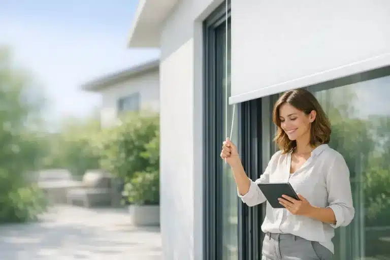 store vertical extérieur sur mesure